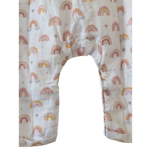 Nola Tawk Muslin Romper Chase Rainbows 2T Organic Cotton White Multicolor NWT - Picture 15 of 16